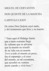 DON QUIJOTE DE LA MANCHA.- CAPÍTULO LXXIV